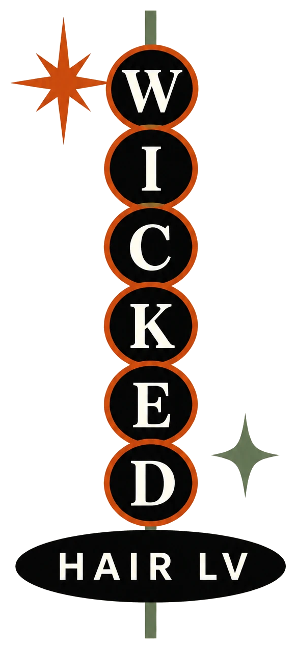 Wicked Hair LV vertical sign logo